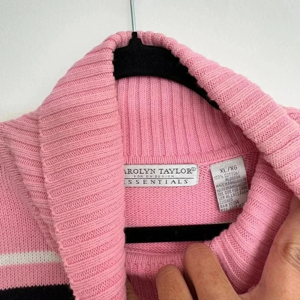 Vintage Pink Striped Turtleneck Sweater Vest - Size XL - Picture 5 of 6